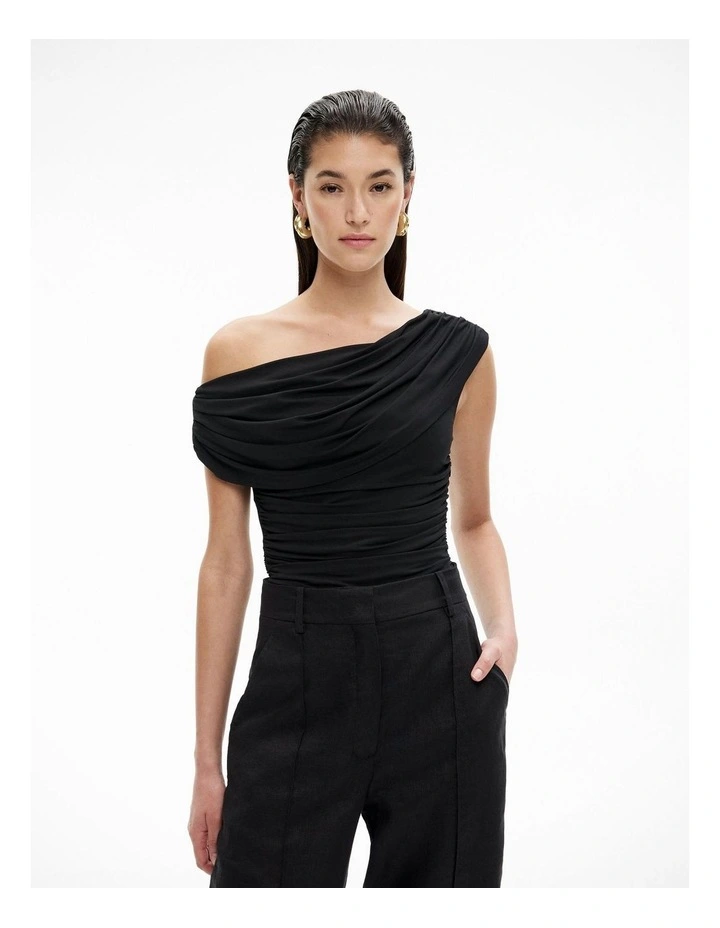 Drape Asymmetric Top in Black image 1