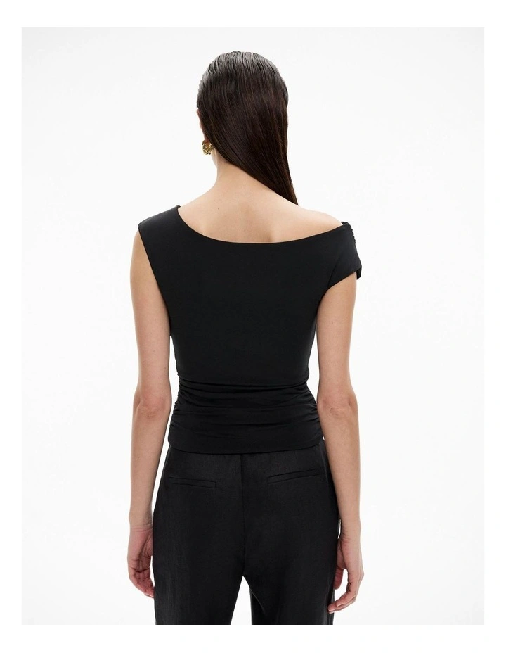 Drape Asymmetric Top in Black image 4