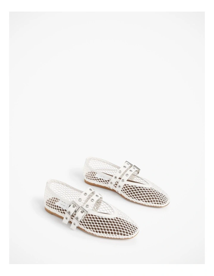 Cleo Mesh Flat in Fresh White image 3