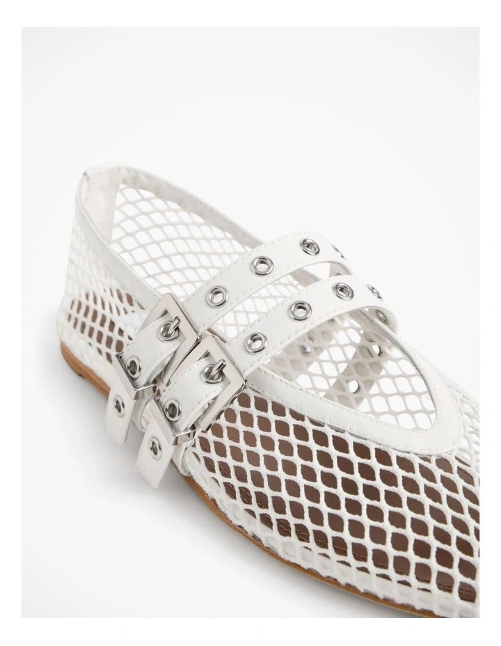 Cleo Mesh Flat in Fresh White image 4