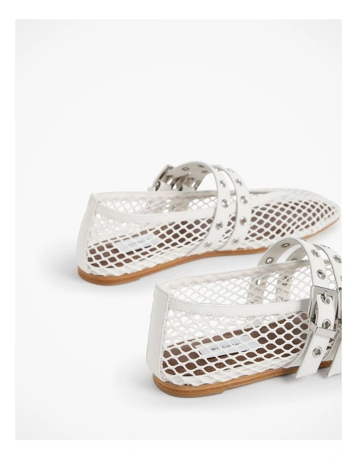 Cleo Mesh Flat in Fresh White image 5
