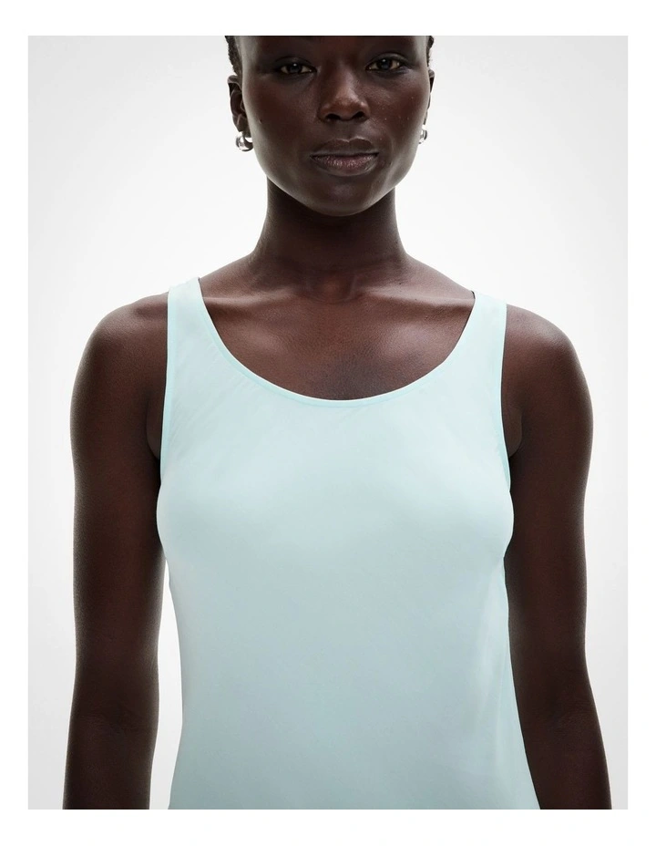 Fluid Slip Dress in Faded Turquoise image 3