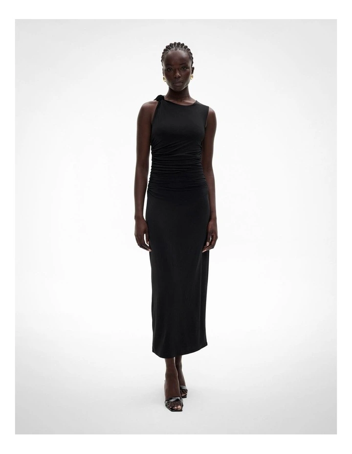 Jersey Knot Dress in Black image 1