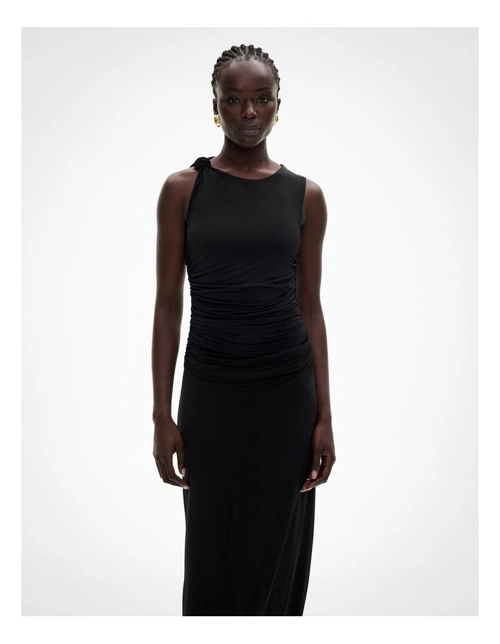 Jersey Knot Dress in Black image 2