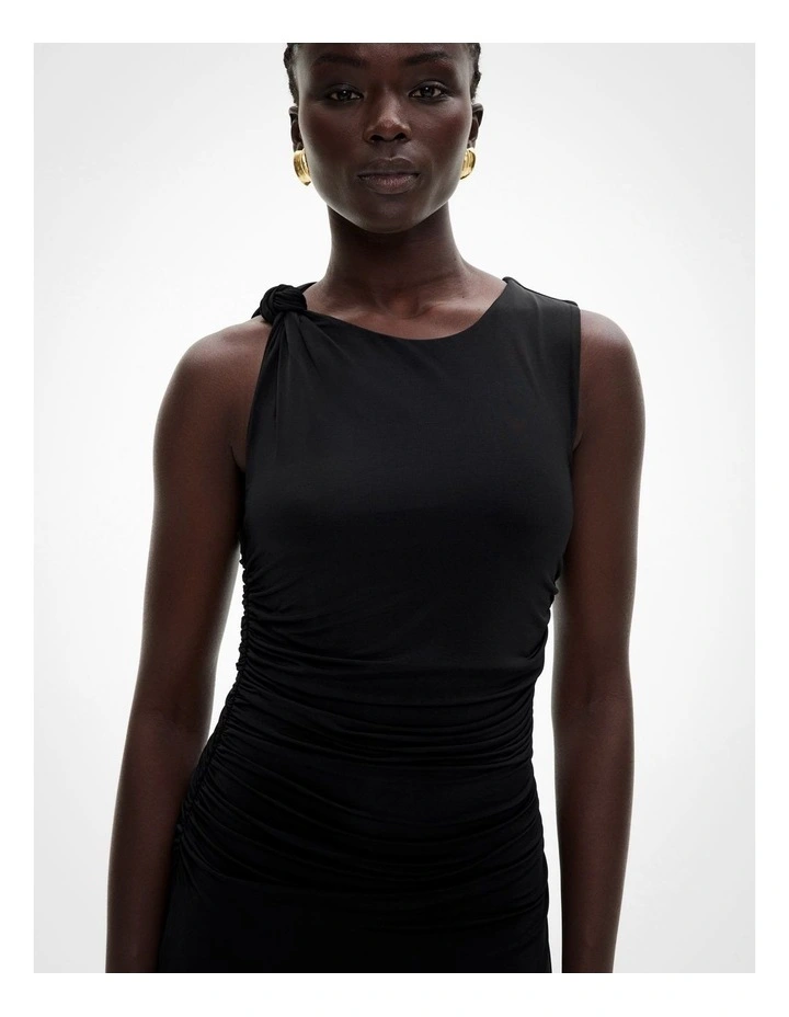 Jersey Knot Dress in Black image 3