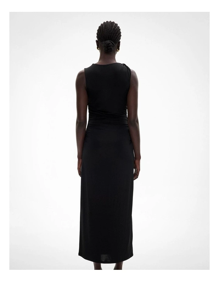 Jersey Knot Dress in Black image 4