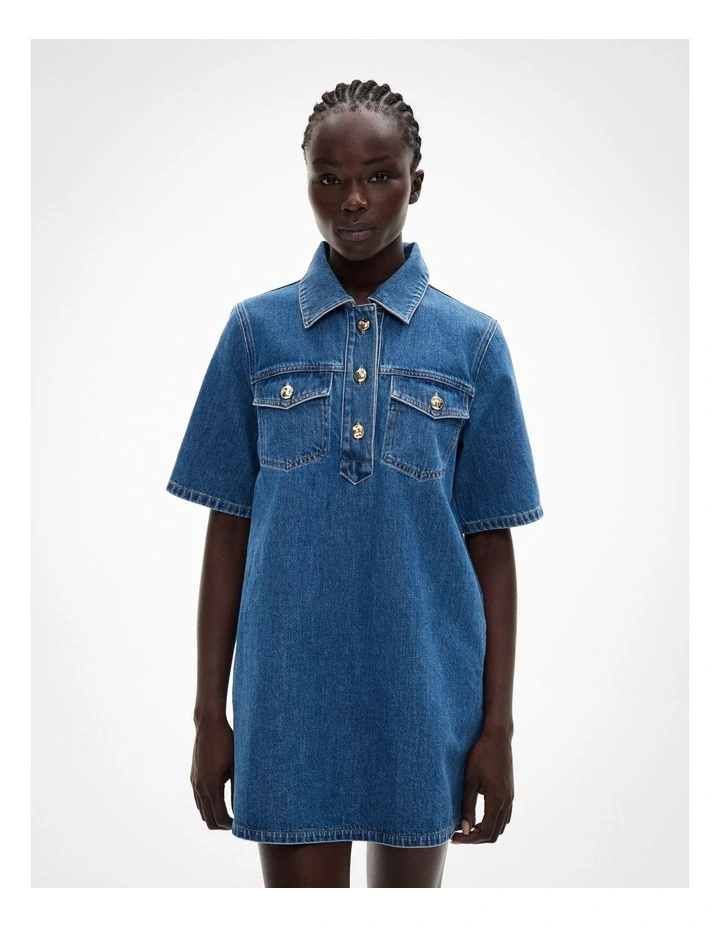 Denim Tee Dress in Indigo image 1