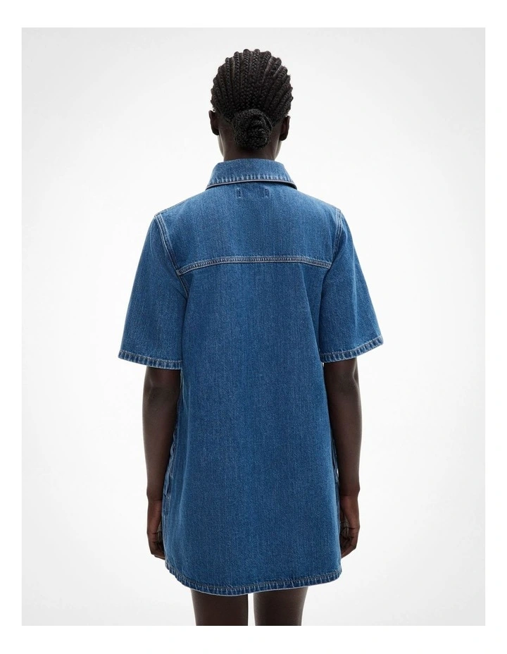 Denim Tee Dress in Indigo image 4