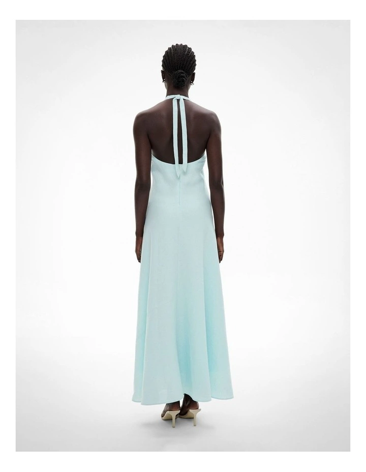 Maxi Tie Halter Dress in Faded Turquoise image 4
