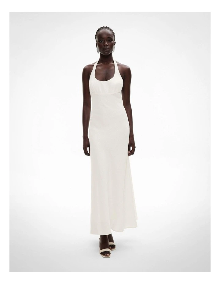 Maxi Tie Halter Dress in Fresh White image 1