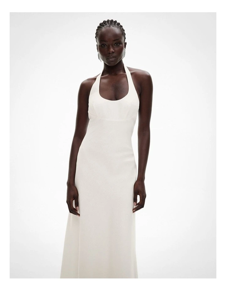 Maxi Tie Halter Dress in Fresh White image 2
