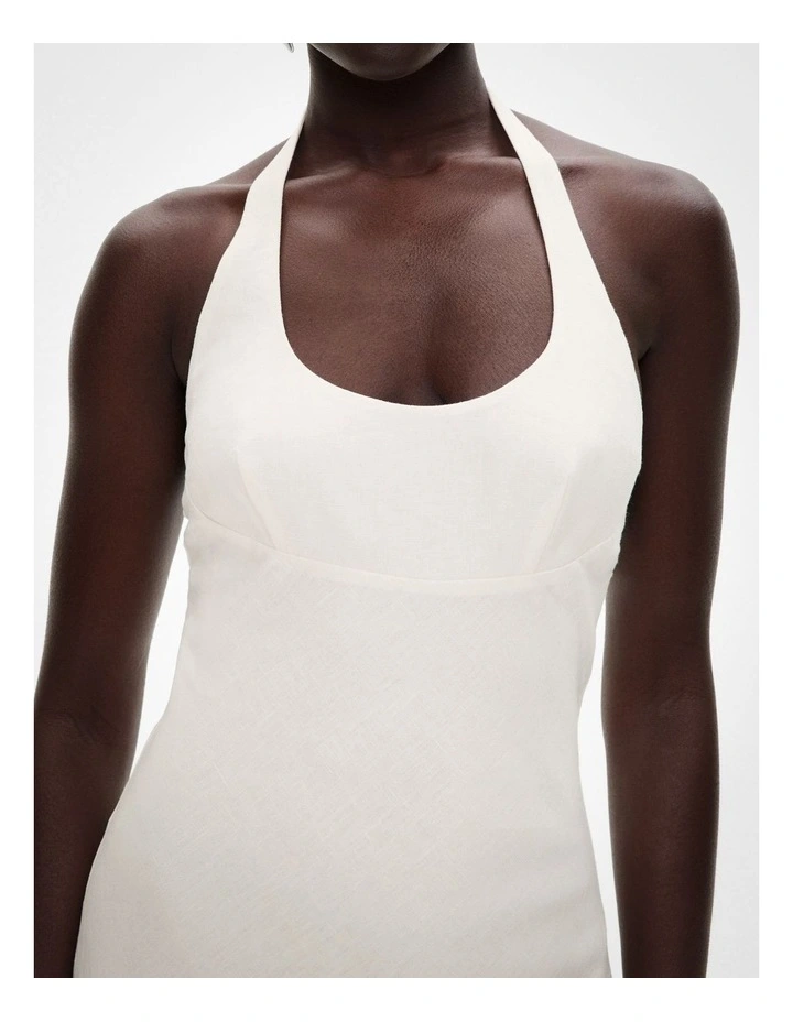 Maxi Tie Halter Dress in Fresh White image 3