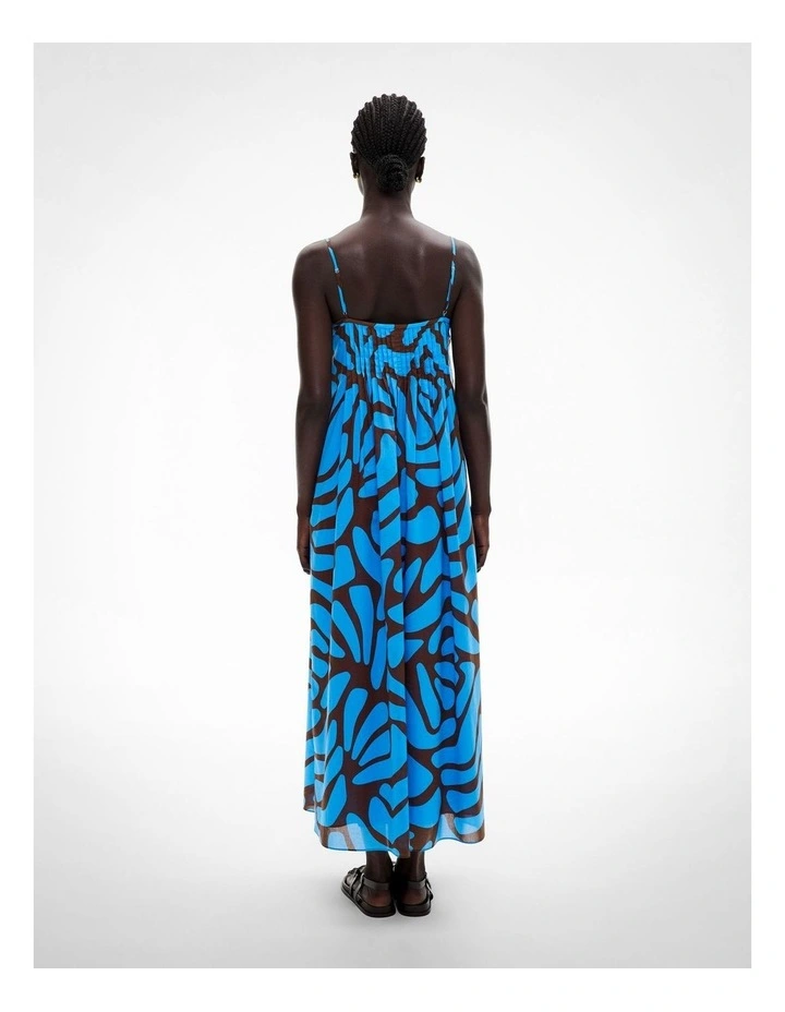 Pintuck Maxi Dress in Azure Print image 4