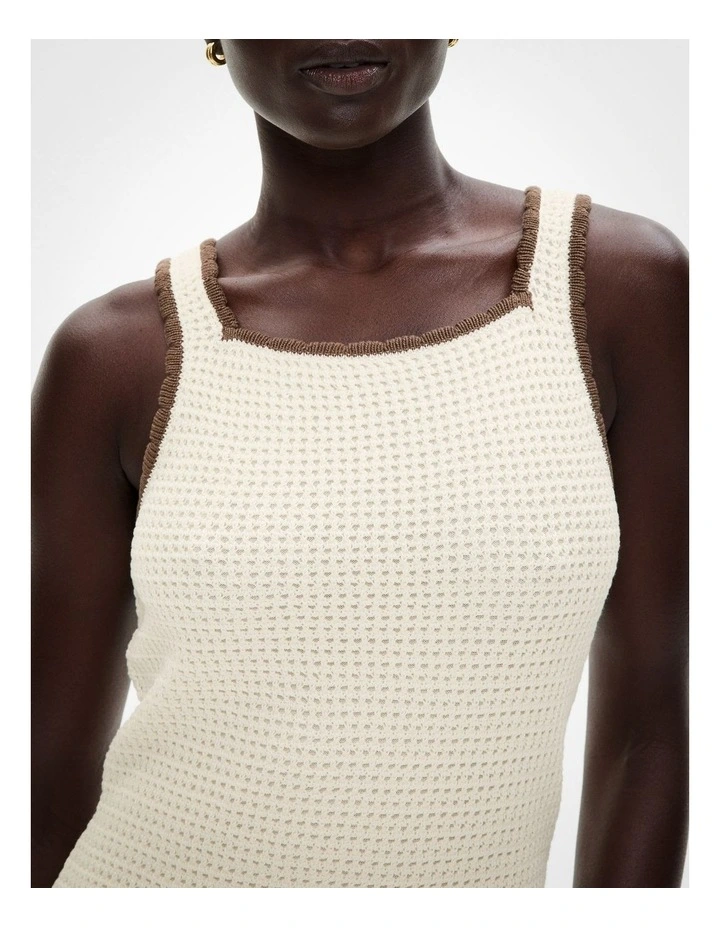 Crochet Knit Dress in Chalk image 3