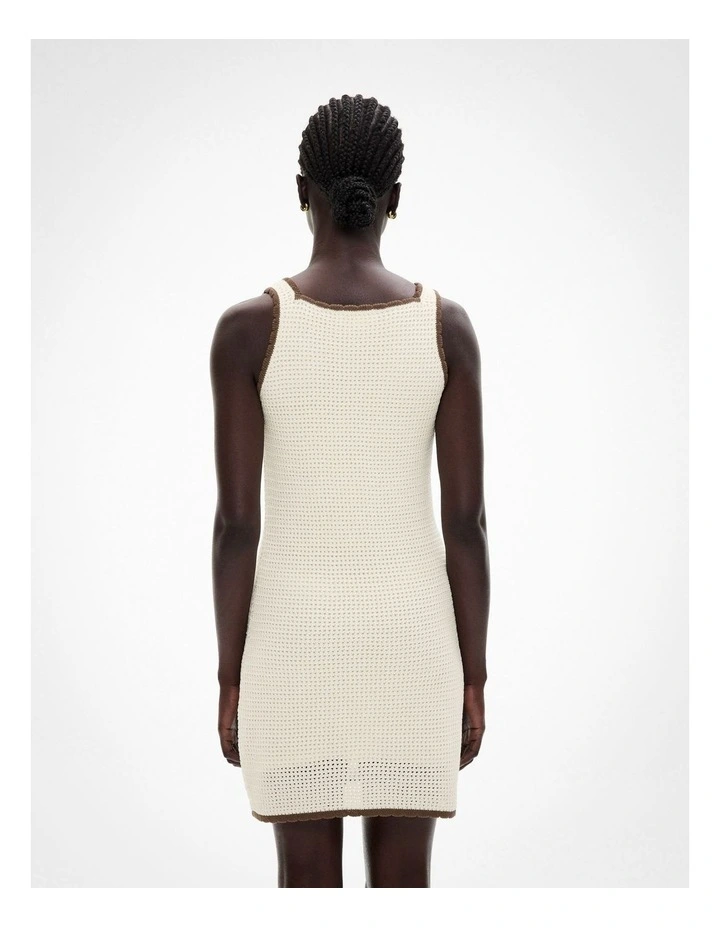Crochet Knit Dress in Chalk image 4