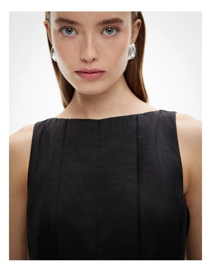 Panelled Mini Dress in Black image 3