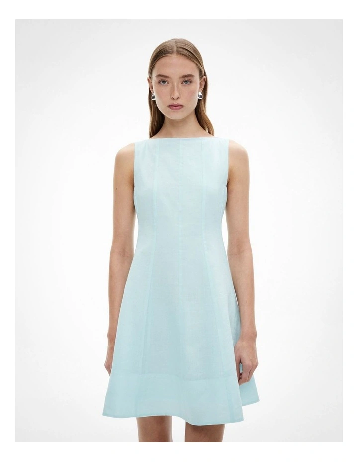 Panelled Mini Dress in Faded Turquoise image 1