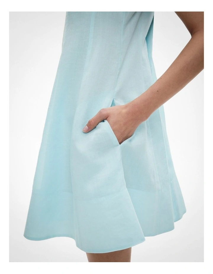 Panelled Mini Dress in Faded Turquoise image 3