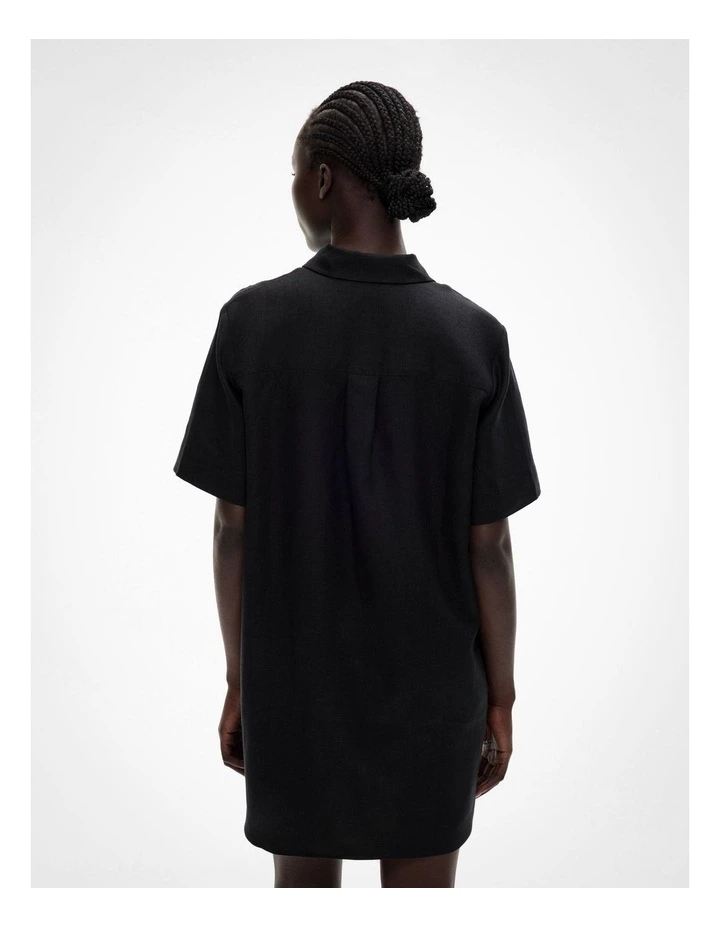 Lace Insert Shirt Dress in Black image 4