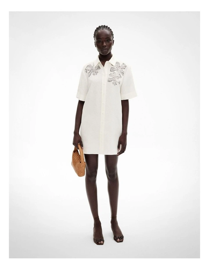 Lace Insert Shirt Dress in Fresh White image 1