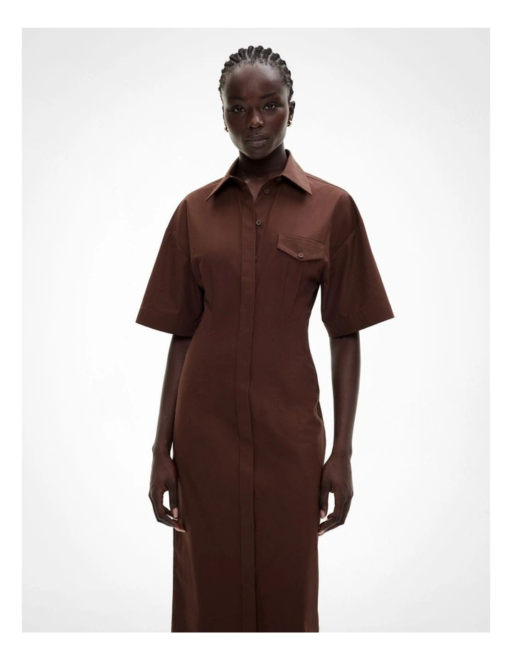 Cinched Midi Dress in Reef Brown image 2