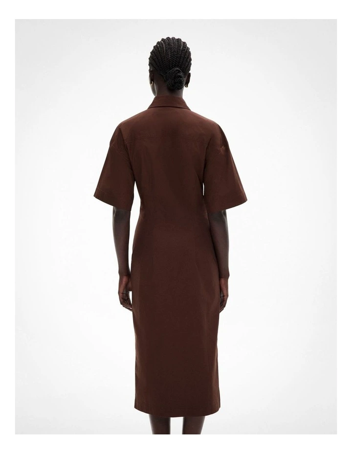 Cinched Midi Dress in Reef Brown image 4