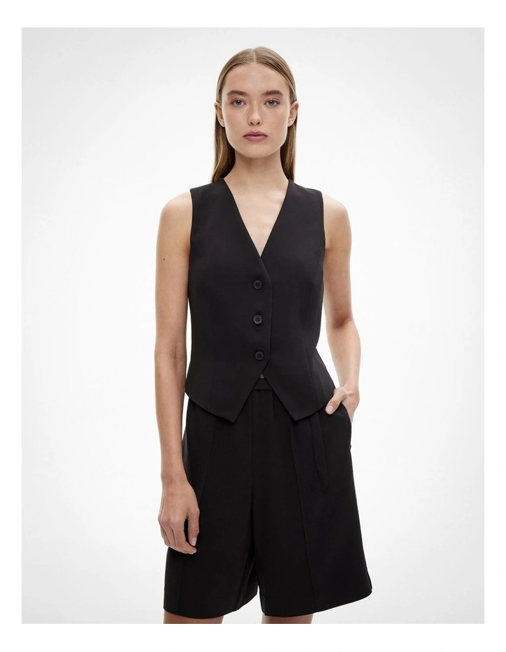 Belt Back Vest in Black image 1