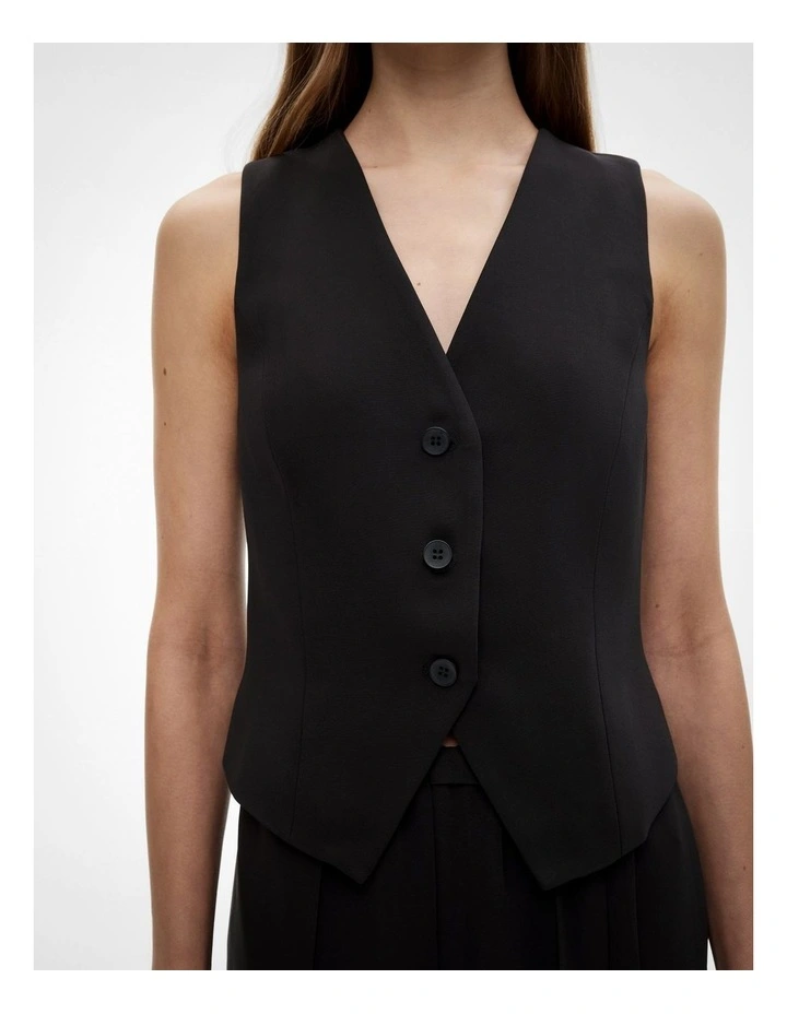 Belt Back Vest in Black image 3