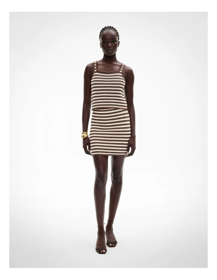 Crochet Knit Tank in Chocolate Stripe image 2