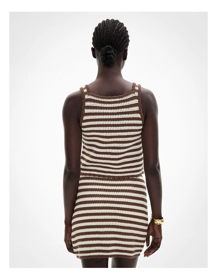 Crochet Knit Tank in Chocolate Stripe image 4
