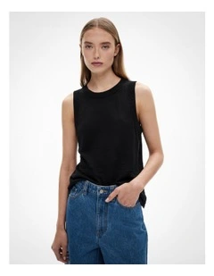 Relaxed Knit Tank in Black