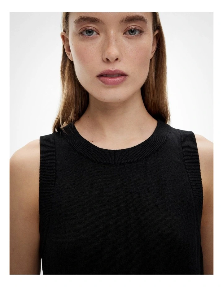Relaxed Knit Tank in Black image 3
