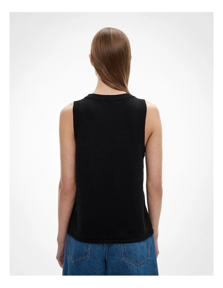 Relaxed Knit Tank in Black image 4