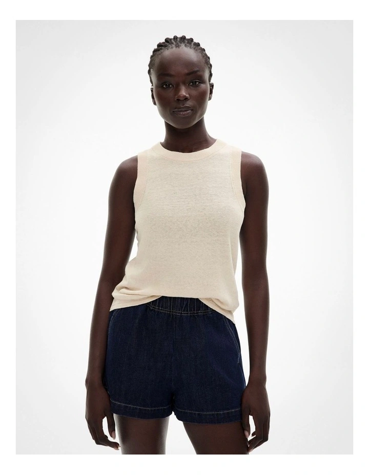 Relaxed Knit Tank in Flax image 1