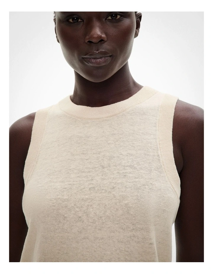 Relaxed Knit Tank in Flax image 3