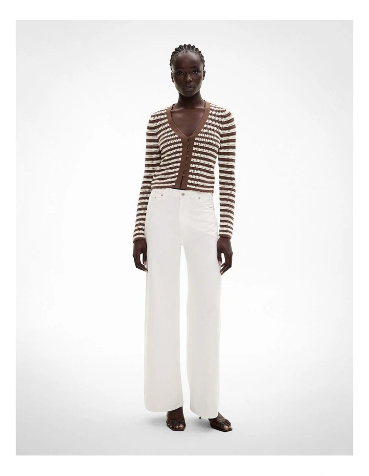 Crochet Cardigan in Chocolate Stripe image 2