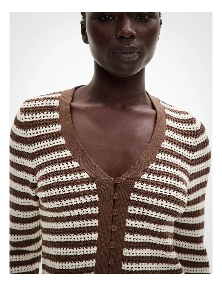 Crochet Cardigan in Chocolate Stripe image 3