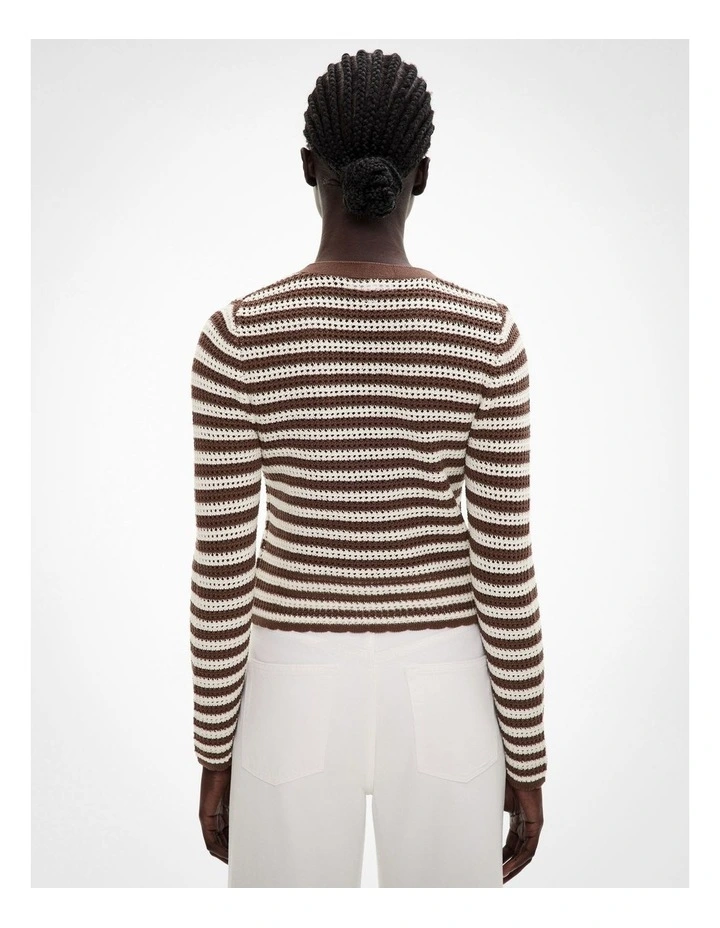 Crochet Cardigan in Chocolate Stripe image 4