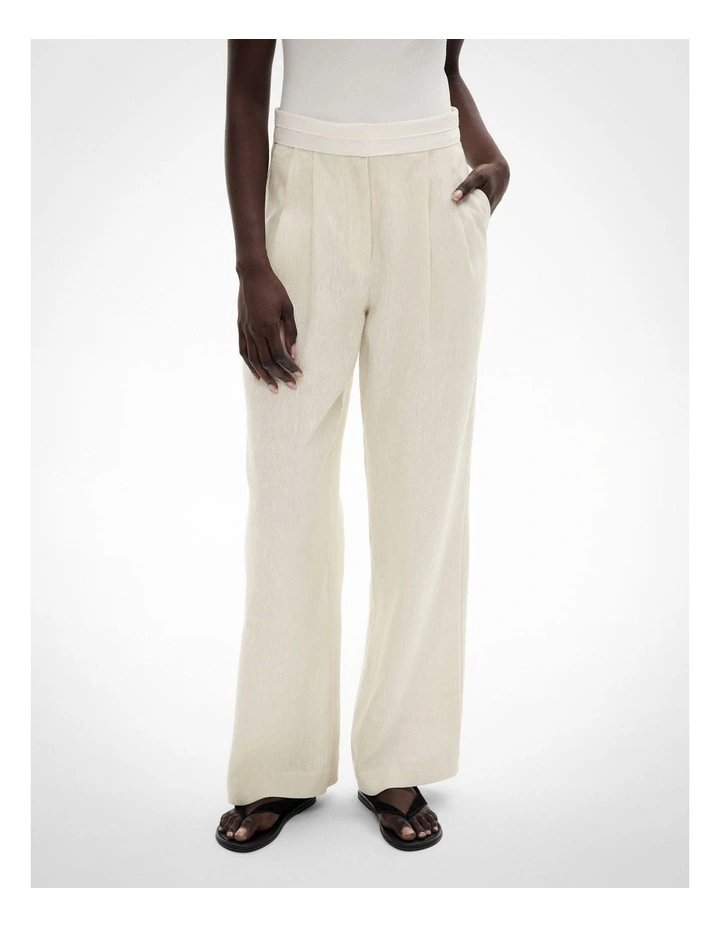 Waist Detail Linen Pant in Stone Yard image 1