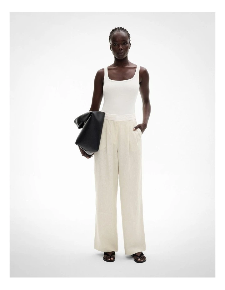 Waist Detail Linen Pant in Stone Yard image 2