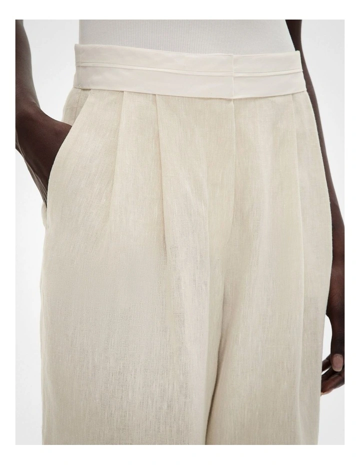Waist Detail Linen Pant in Stone Yard image 3