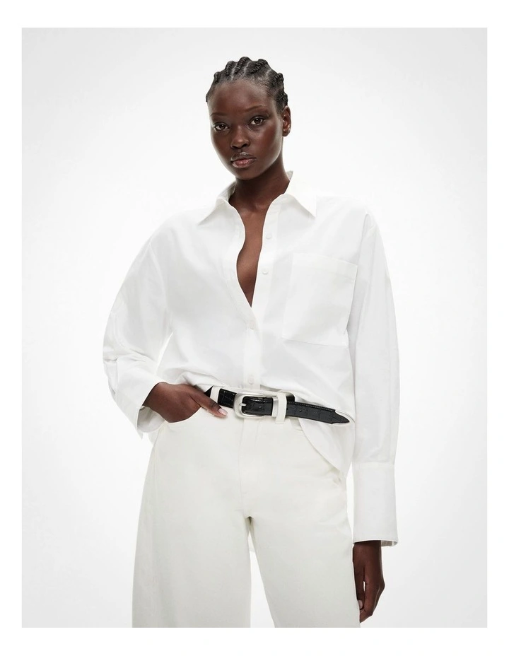 Cotton Oxford Shirt in Fresh White image 1