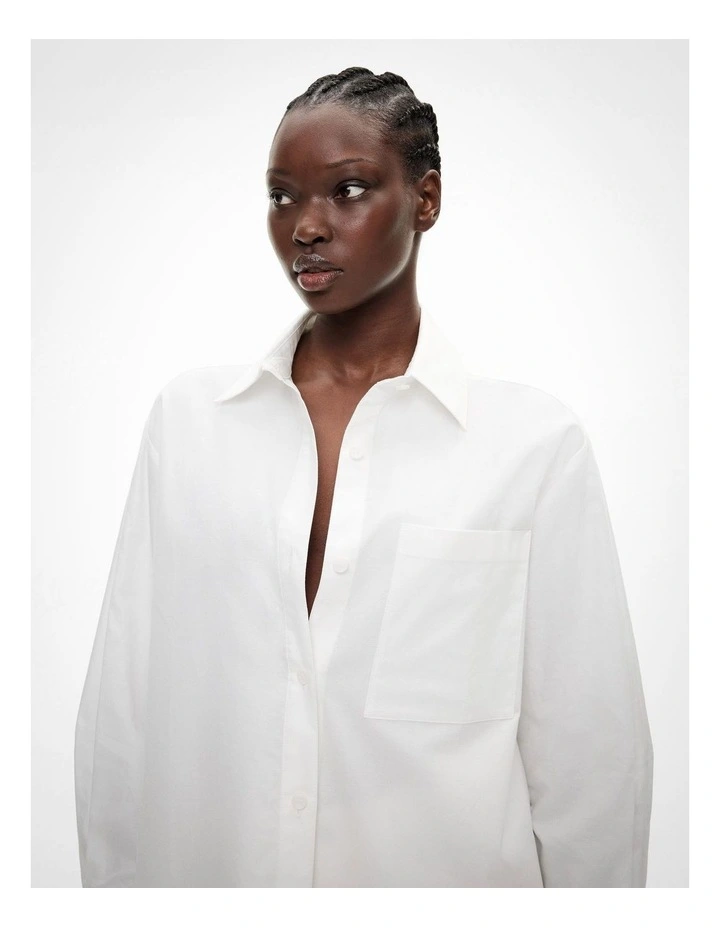 Cotton Oxford Shirt in Fresh White image 3