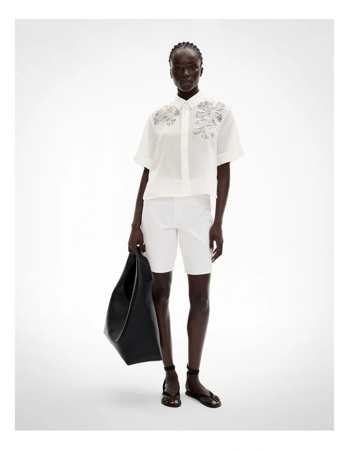 Lace Insert Shirt in Fresh White image 1
