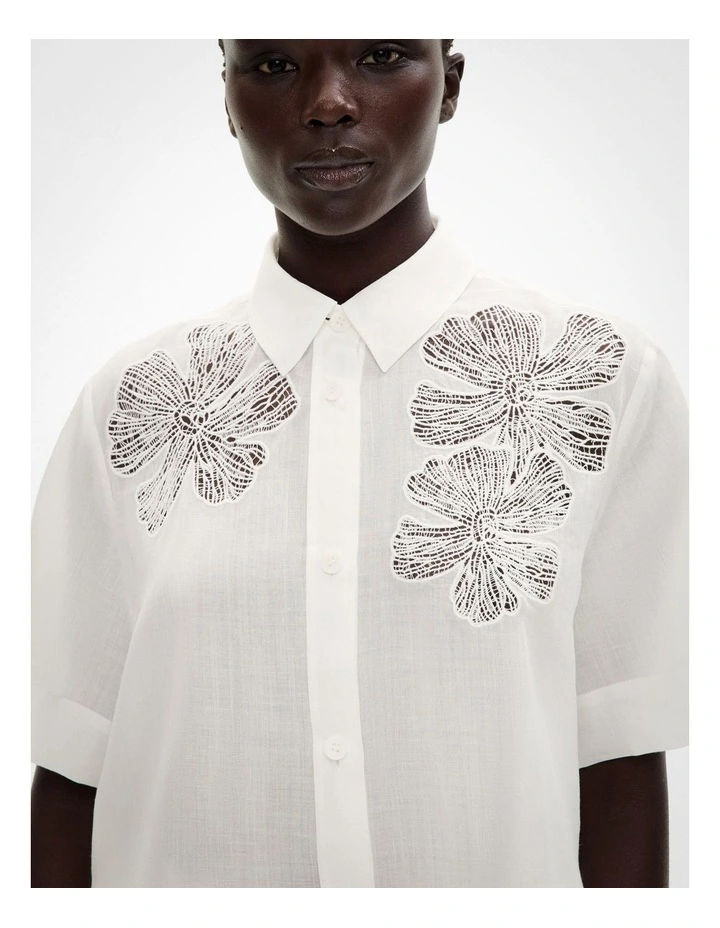 Lace Insert Shirt in Fresh White image 3