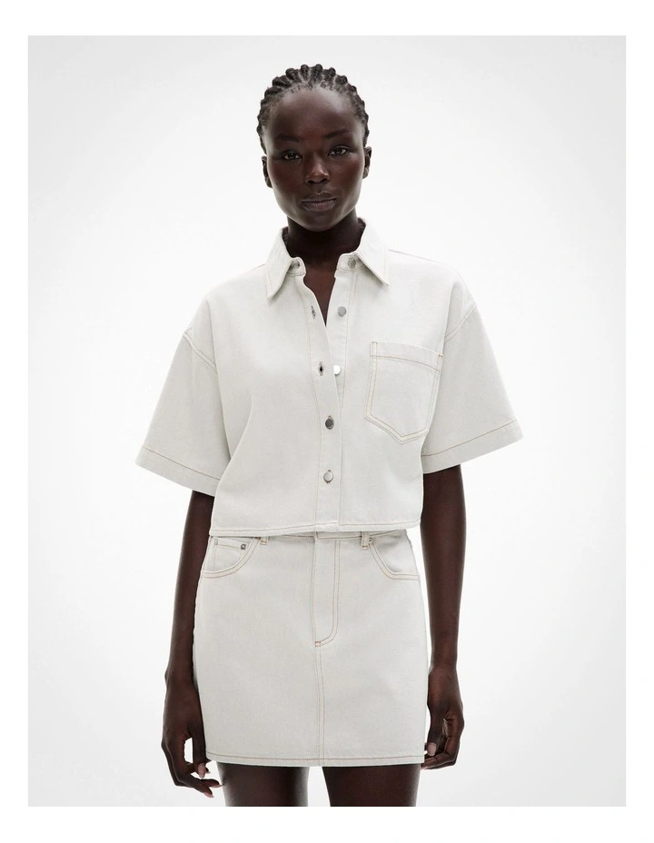Denim Crop Shirt in Light Wash image 1
