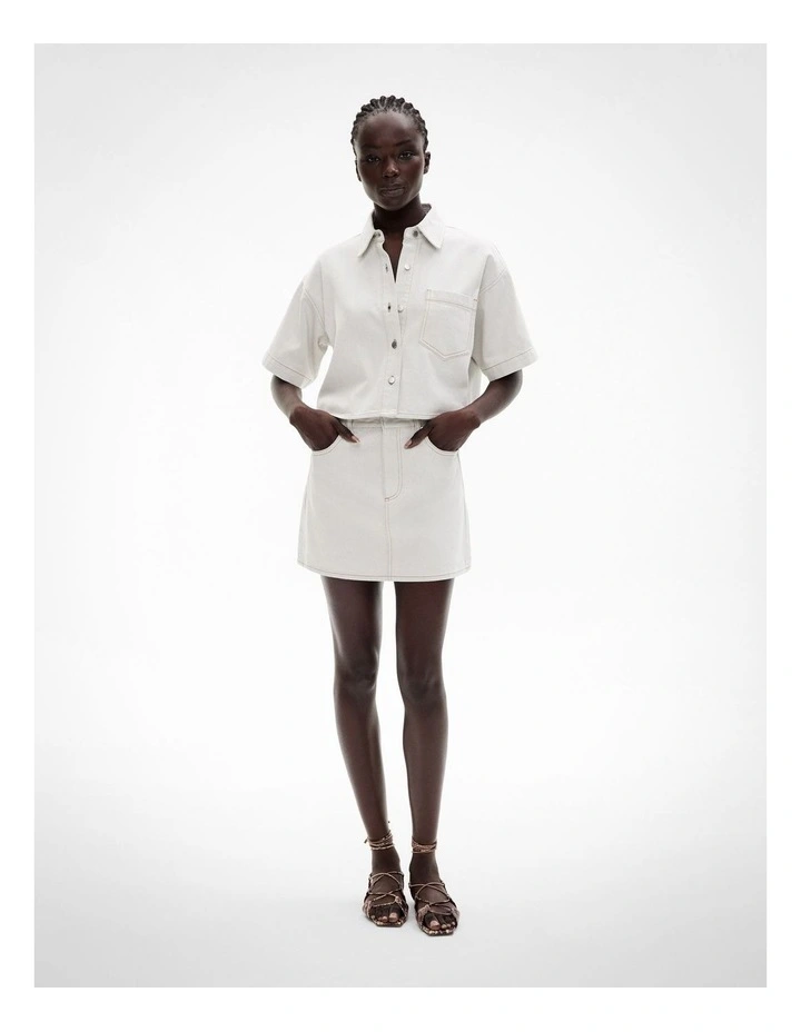 Denim Crop Shirt in Light Wash image 2