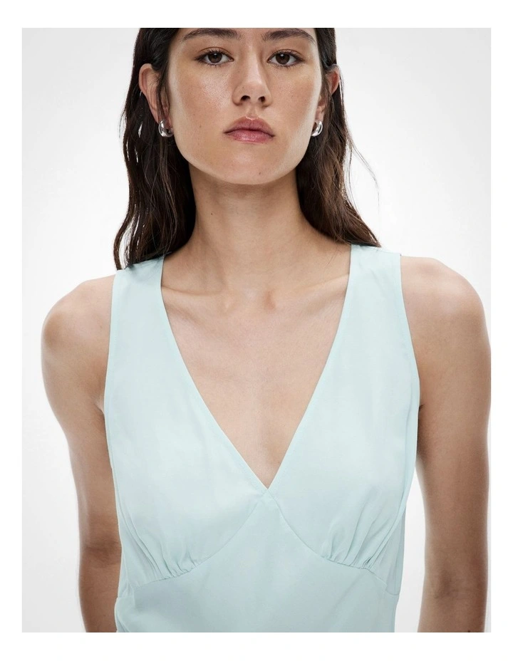 V Neck Cupro Tank in Faded Turquoise image 3