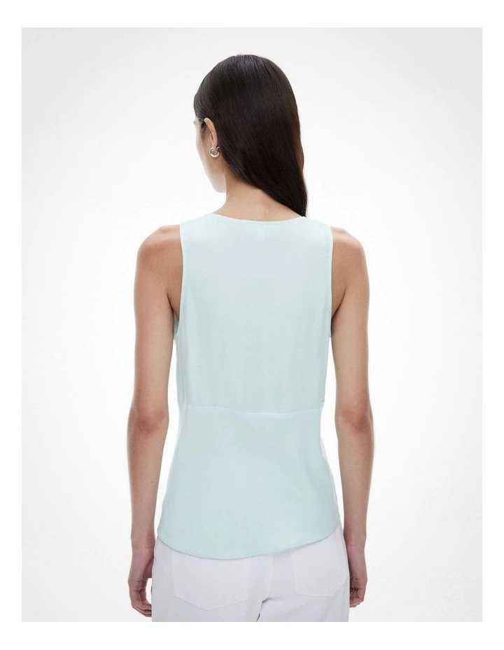 V Neck Cupro Tank in Faded Turquoise image 4