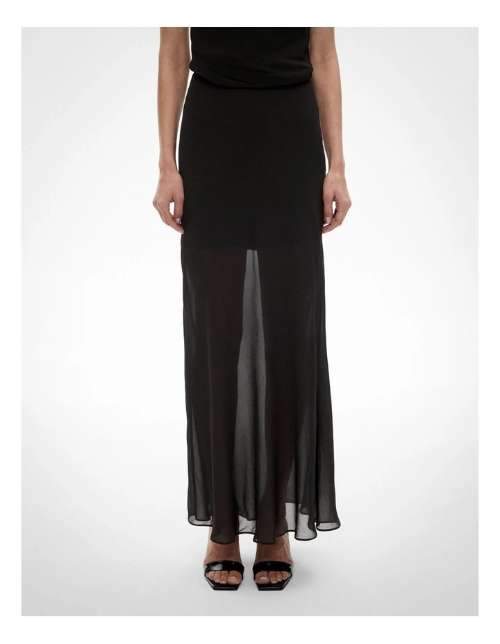 Bias Maxi Skirt in Black image 1